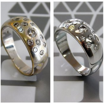 a couple of rings with diamonds